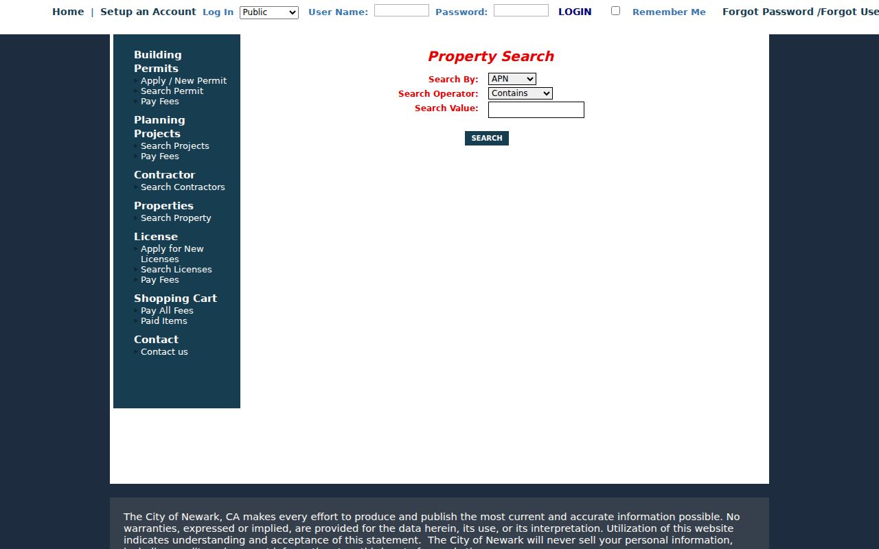 Newark people search through eTRAKiT parcel and permit records