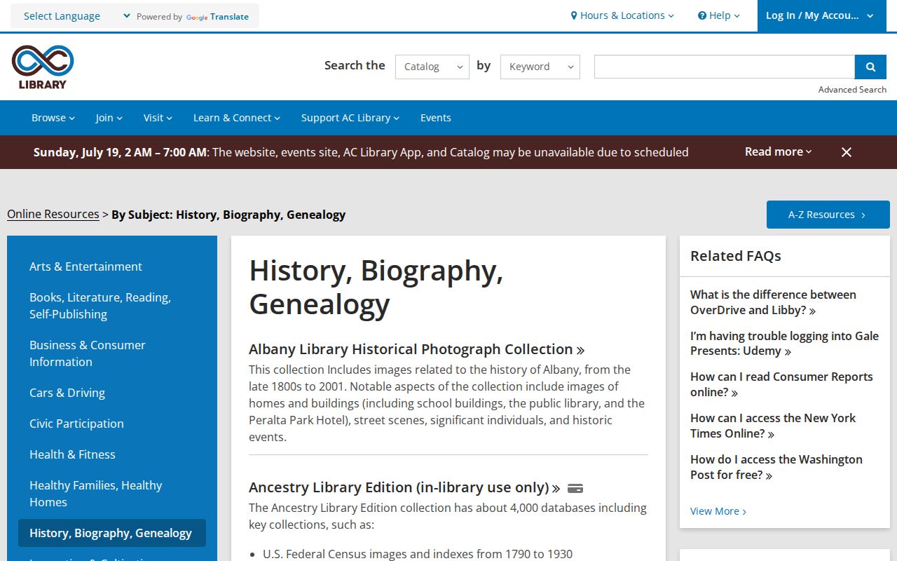 Newark people directories and genealogy databases at Alameda County Library