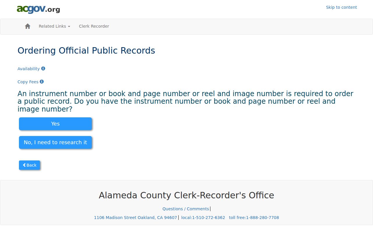 Newark records coverage and copy fees for Alameda official records