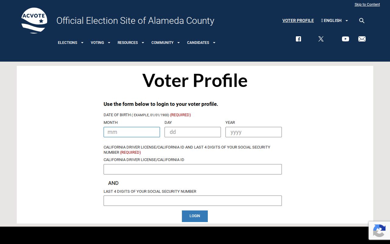 Newark voter records Alameda County Voter Profile login
